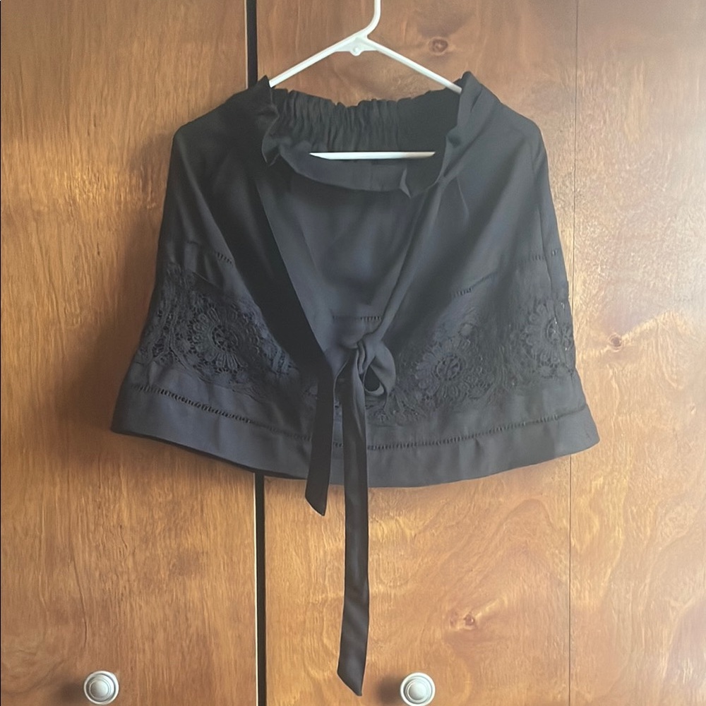 Black Lace Trim Skirt with Tie